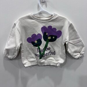 Zara Kids size 3/4 White and Purple Floral graphic Sweatshirt